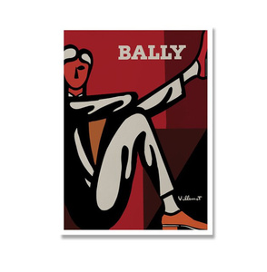 G2780 ミッドセンチュリー BALLY Bernard Villemot ベルナール・ヴューモ キャンバスアートポスター 50×70cm イラスト 海外製 枠なし B