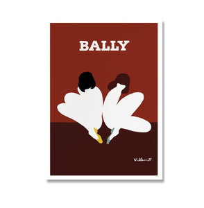 G2782 ミッドセンチュリー BALLY Bernard Villemot ベルナール・ヴューモ キャンバスアートポスター 50×70cm イラスト 海外製 枠なし D