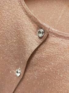  Leilian cardigan Swarovski button pink lame 