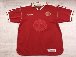 【送料無料】 ヒュンメル hummel サッカー デンマーク代表 1998 背番号5 レプリカ ホーム ユニフォーム 半袖ゲームシャツ メンズ L 赤