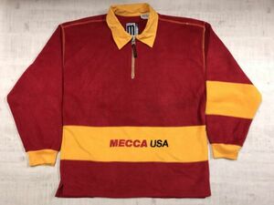 メッカ MECCA USA オールド アメカジ ストリート フリース ジャケット ハーフジップ プルオーバー メンズ 襟付き バイカラー L 赤/黄色