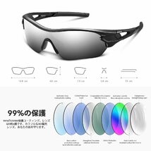 送料無料★BEACOOL スポーツサングラス 偏光レンズ 自転車 釣り ドライブ バイク UV400 (ブラック＆シルバー)_画像4