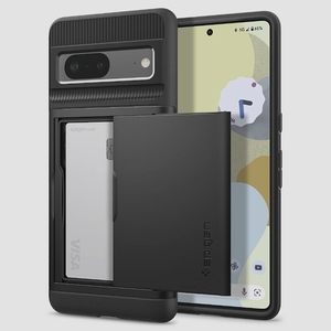 送料無料★Spigen Pixel7 ケース カード収納 耐衝撃 二重構造 スリム・アーマー (ブラック)