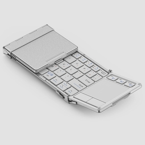 送料無料★iClever Bluetooth5.1 キーボード折り畳み usb タッチパッド スマホ タブレット(銀)