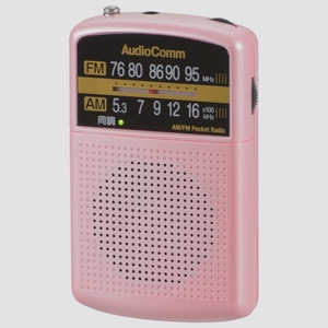 送料無料★AudioComm AM/FMポケットラジオ ピンクRAD-P135N-P