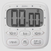 送料無料★dretec(ドリテック) 大画面タイマー デジタル 時計付き ホワイト T-566WT_画像1