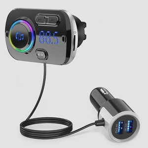  free shipping *Bluetooth in-vehicle FM transmitter cigar socket USB charger Mike built-in hands free telephone call 