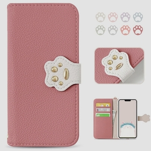 送料無料★iPhone 14 ケース 手帳型 猫 カード収納 スタンド機能付き 全面保護(スイカレッド)