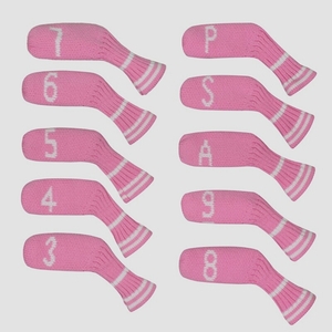 送料無料★Scott Edward ゴルフアイアンヘッドカバー 10個セット入り 靴下の形(Pink&WhiteStripes)