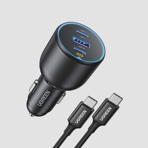  free shipping *UGREEN 130W cigar socket usb-c car charger 3 port fast charger 100W charge cable attaching 