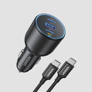 送料無料★UGREEN 130W シガーソケット usb-c カーチャージャー 3ポート 急速充電器 100W充電ケーブル付