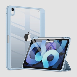 送料無料★Maledan iPad Air 第5世代/第4世代ケース 10.9インチ クリアカバー ペン収納 (スカイブルー)