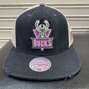 USA正規品 Mitchell&Ness ミッチェルアンドネス NBA ミルウォーキー バックス Bucks スナップバックキャップ 黒/紫 バスケ アデトクンボ