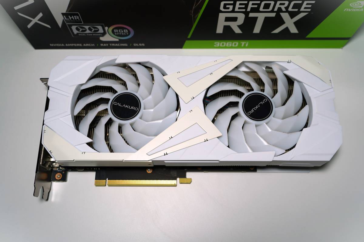 ジャンク扱い GEFORCE 玄人志向 GALAKURO GK-RTX3060Ti-E8GB WHITE LHR