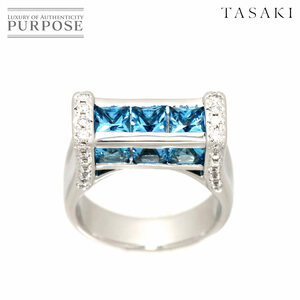 タサキ TASAKI 13号 リング ブルートパーズ ダイヤ 0.24ct K18 WG ホワイトゴールド 750 指輪 田崎真珠 Topaz Diamond Ring 90184984