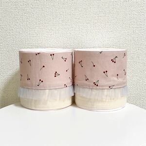 ハンドメイド　トイレットペーパーカバー★さくらんぼ　ピンク　チュールレース　2枚セット