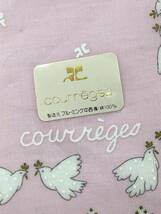 【シール付き未使用品】Courreges クレージュ スカーフ ハンカチ ピンク系 ロゴ ハト レディース コットン100％_画像2