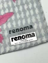 【シール付き未使用品】renoma レノマ スカーフ バンダナ ハンカチ ホワイト×ピンク×グレー 花柄 レディース コットン100％_画像2