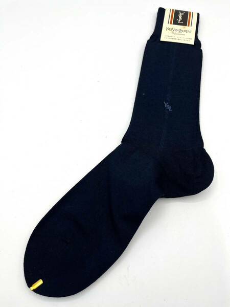 【未使用品】Yves Saint Laurent イヴサンローラン ソックス 靴下 ネイビー YSLロゴ メンズ ①