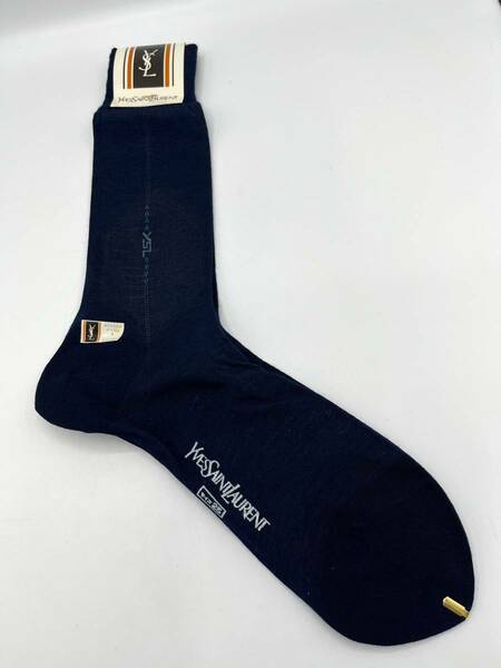 【未使用品】Yves Saint Laurent イヴサンローラン ソックス 靴下 ネイビー YSLロゴ メンズ ②