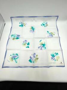 [ seal attaching unused goods * storage jimi equipped ]Ungaro Ungaro handkerchie scarf flower light blue cotton 42×42