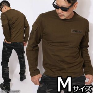 AVIREX アビレックス ファティーグ 長袖 Tシャツ オリーブ【Mサイズ 】6113448 クルーネック ポケット ミリタリー