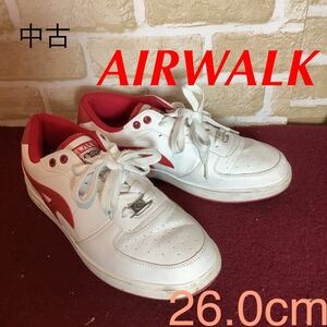 【売り切り!送料無料!】A-306 AIRWALK!スニーカー!白!赤!26.0cm!普段履き!おしゃれ!ショッピング!旅行!中古!