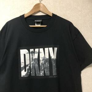 USA made *90's DKNY free woman god Vintage t shirt black M Donna Karan New York 90s OLD American made black 