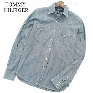 TOMMY HILFIGER トミーヒルフィガー 通年 Contemporary Shirt★ 長袖 ウエスタン シャンブレー シャツ Sz.S　メンズ　A3T03502_4#C