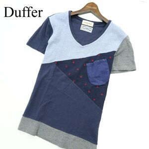 The DUFFER of St.GEORGE × masterkey ダファー マスターキー クレイジー切替★ 半袖 カットソー Tシャツ Sz.L　メンズ　A3T03483_4#D