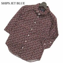 SHIPS JET BLUE シップス 春夏 7分袖 【花柄 総柄 フラワー】 シャツ Sz.S　メンズ 日本製　A3T03675_4#A_画像1