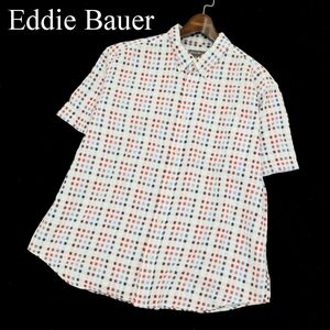 Eddie Bauer エディーバウアー 春夏 半袖 コットン★ ボタンダウン チェック シャツ Sz.L　メンズ アウトドア　A3T03971_4#A