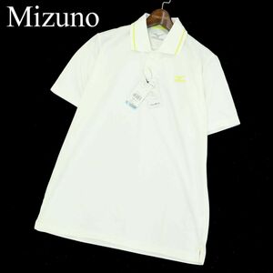 未使用★ Mizuno GOLF ミズノ ゴルフ 春夏 QUICK DRY PLUS 吸汗速乾★ 半袖 ポロシャツ Sz.L　メンズ 白　A3T03972_4#A