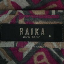 90s★ビンテージ RAIKA NEW BASIC ライカ 春夏 半袖 【麻★リネン】 総柄★ シャツ Sz.M　メンズ 日本製　A3T04026_4#A_画像5