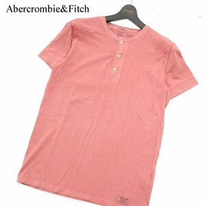 Abercrombie&Fitch アバクロンビー＆フィッチ GARMENT DYED★ 半袖 ヘンリーネック カットソー Tシャツ Sz.S　メンズ　A3T04463_4#D