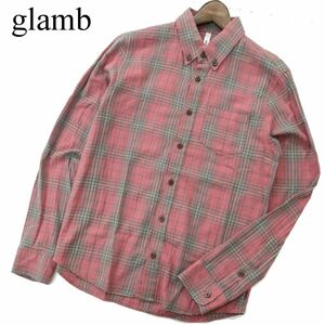 glamb グラム 通年 長袖 ボタンダウン★ チェック シャツ Sz.1　メンズ 日本製　A3T04348_4#C