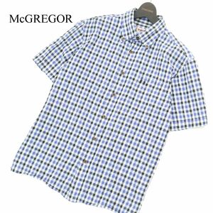 McGREGOR マクレガー 春夏 ロゴ刺繍★ 半袖 ボタンダウン チェック シャツ Sz.L　メンズ　A3T04383_4#A