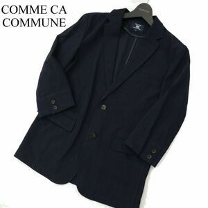 美品 20SS★ COMME CA COMMUNE コムサ コミューン 春夏 7分袖 トリコット テーラード ジャケット Sz.M　メンズ ネイビー　A3T04194_4#M