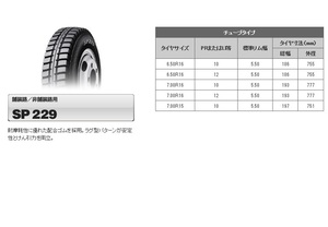 送料無料!ダンロップ ＳＰ２２９ チューブタイプ 7.00R15 10PR