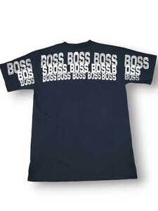 90's BOSS Logo T-shirt M size America made navy color cotton 100% mkw.tokyo1495