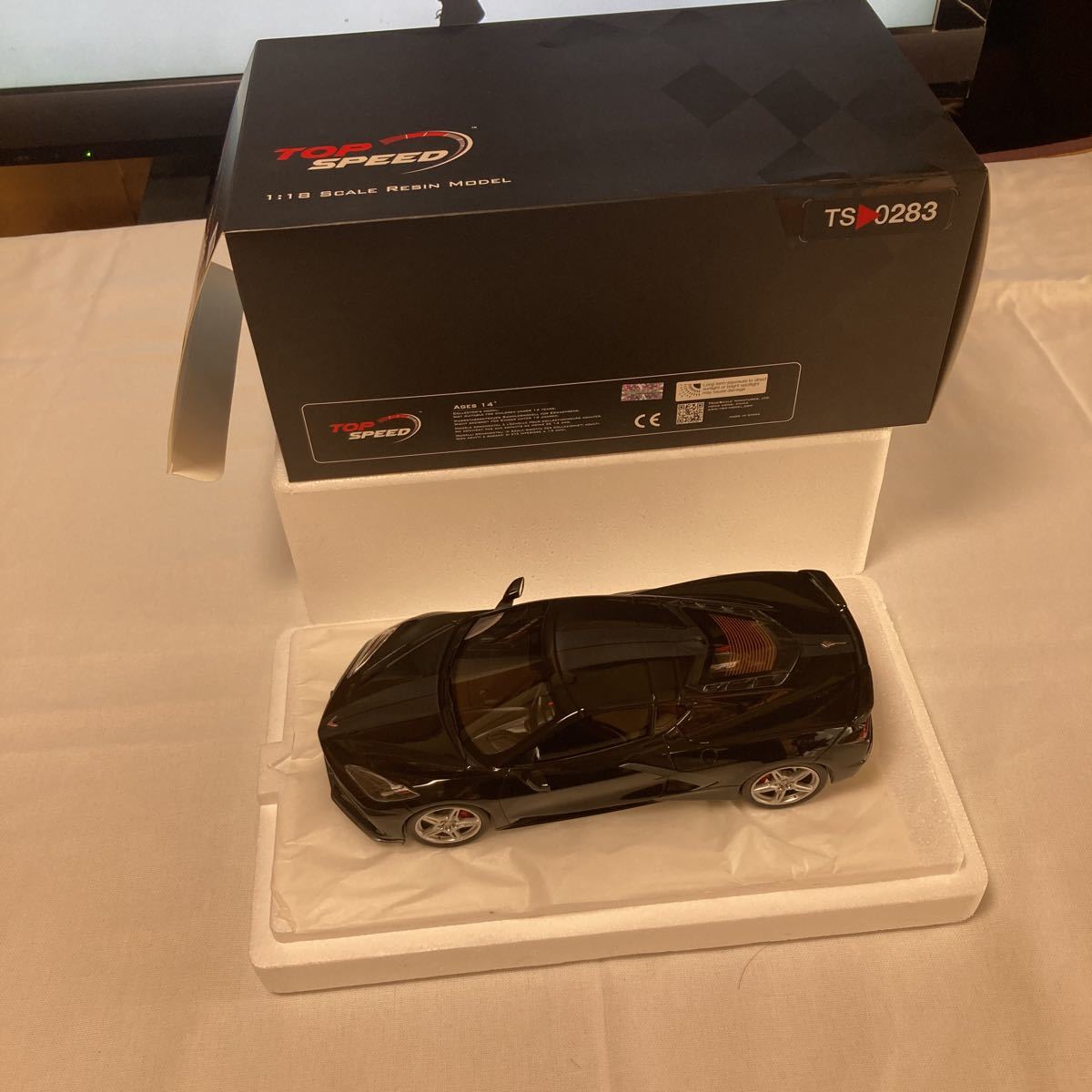 送料無料!トップスピード1/18シボレーコルベットスティングレイ ブラック 2020 新型コルベットC8 スーパーカー ミニカー レア!!