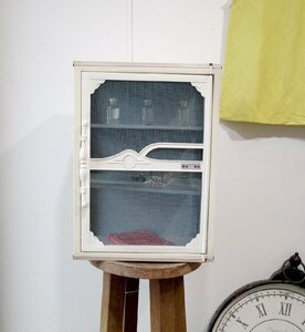 0 mosquito net white . blue. .. shelves 3 step tableware storage kitchen rack retro pop Showa era Vintage old tool. gplus Hiroshima 2304i