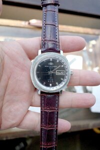 0 free shipping!ORIENT| Orient black face wristwatch self-winding watch WEEKLY AUTO ORIENT AAA 1960 period |21 stone old tool. gplus Hiroshima 2304k