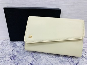 ☆ 1000円スタート☆ JUNKO KOSHINO クラッチバッグ コシノジュンコ ショルダーバッグ チェーン付き ホワイト系 ◆17379