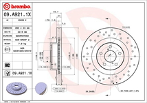 ブレンボ エクストラブレーキディスク フロント左右セット レガシィセダン/レガシィB4 BM9 09.A921.1X brembo XTRA BRAKE DISC_画像4