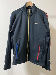 NIKE Nike DRI-FIT Zip up jersey men's outer XL gold embroidery red blue black black jersey Zip up dry Fit 