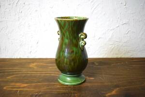 ビンテージ 陶器フラワーベース インテリア ヴィンテージ 花瓶 フラワー ディスプレイ オブジェ 置物 アメリカンビンテージ グリーン
