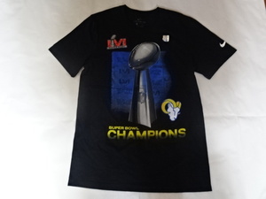 激レア【Nike】製 NFL 第56回スーパーボウル 【SUPER BOWL LVI Champions】【Los Angeles Rams】トロフィープリント入りTシャツUS Sサイズ