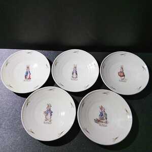 ● ピーターラビット「プレート 5枚」約16cm 皿 デザートプレート YAMAKA 陶器製