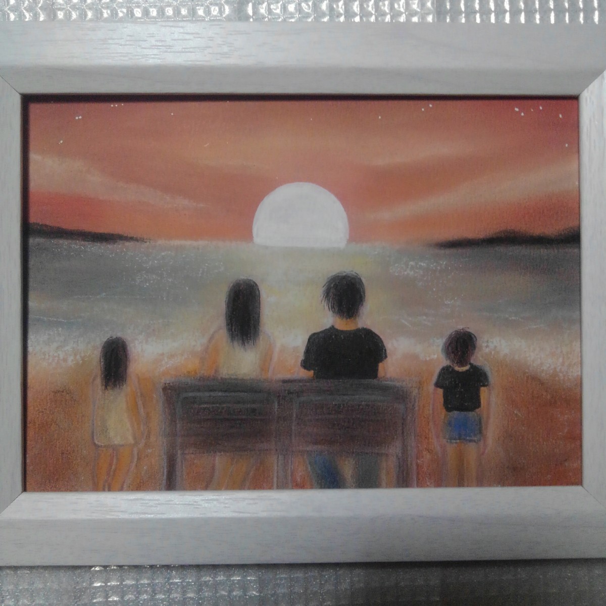 [Anonymous delivery] Painting Childhood Friend 2L size with frame., artwork, painting, pastel painting, crayon drawing